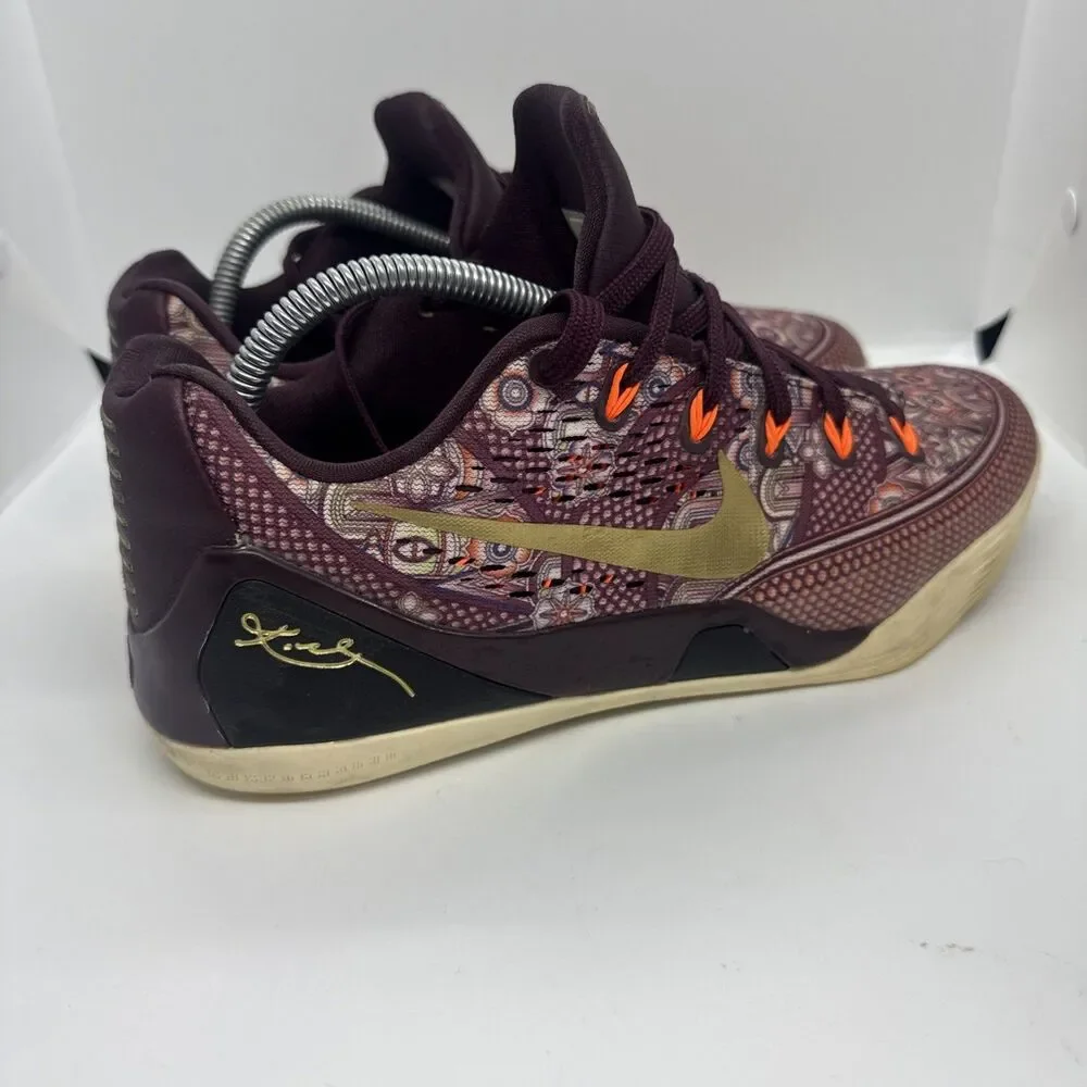 Nike Kobe 9 IX EM Low Silk Merlot Gold Size 8.5 Sneakers 646701-676